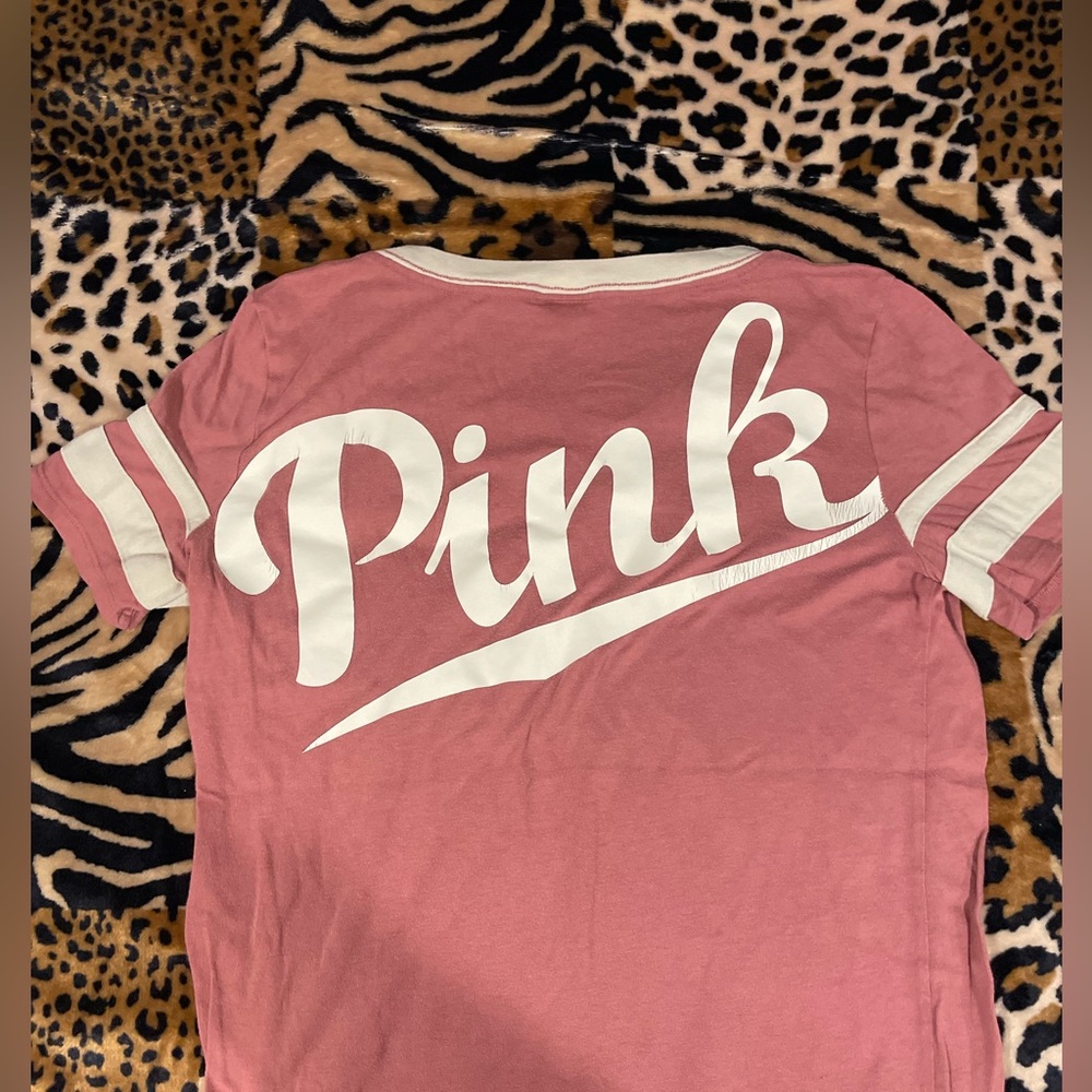 Pink Victoria’s Secret logo shirt size small